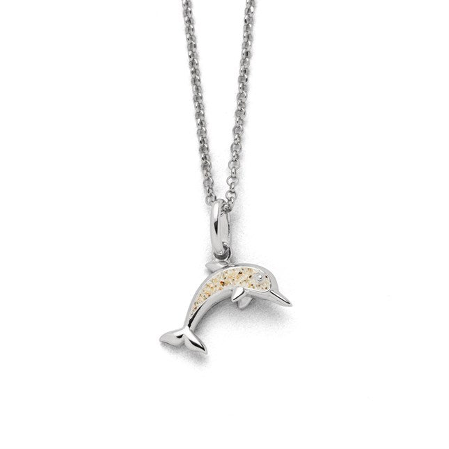 DUR Schmuck: Kette "Delfin" Silber 925 rhodiniert mit Strandsand K2724