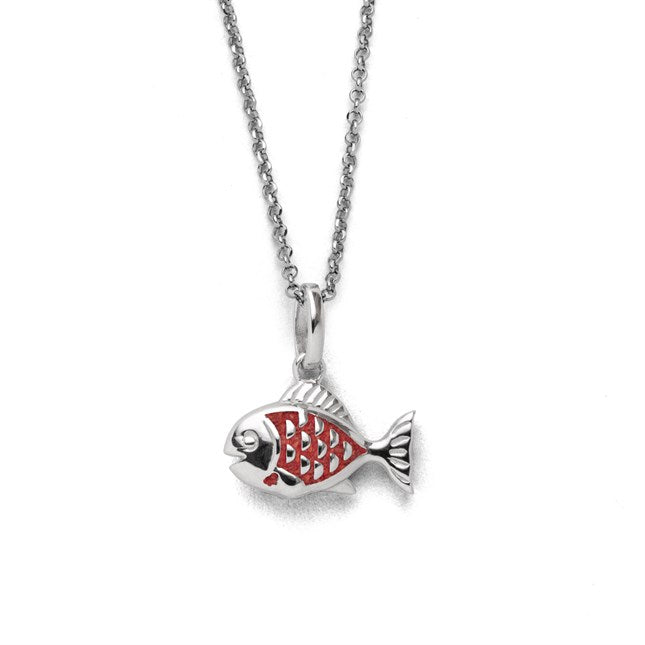 DUR Schmuck: Kette "Fisch 2.0" Silber 925 rhodiniert mit Koralle K2739