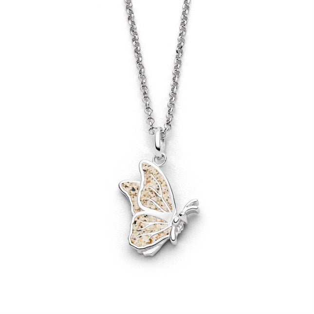 DUR Schmuck: Kette "Schmetterling" Silber 925 rhodiniert mit Strandsand K2872