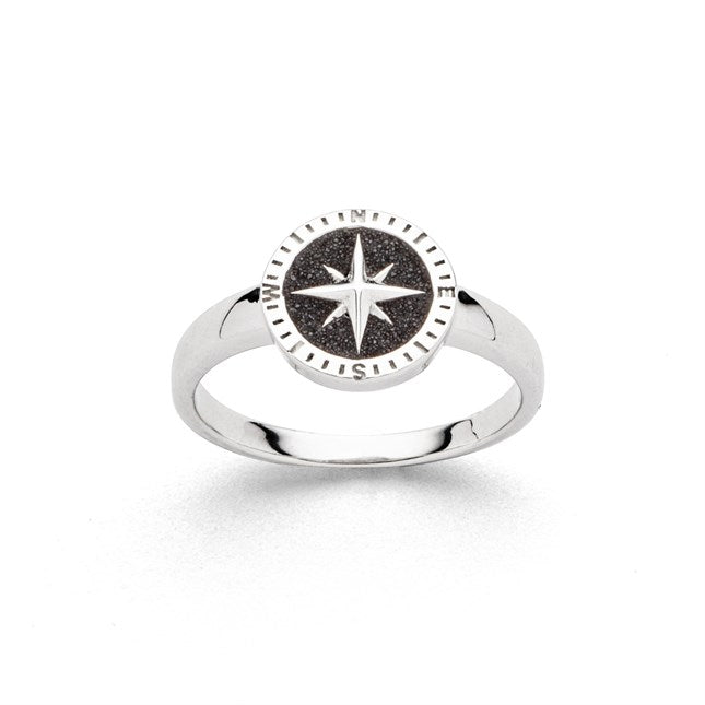 DUR Schmuck: Ring "Kompassrose 2.0" Silber 925 mit Lavasand R5972