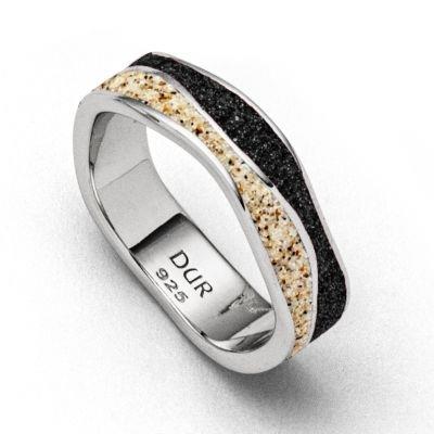 DUR Schmuck: Ring "Welle Sand / Lavasand" Silber 925 rhodiniert mit Strand & Lavasand R5591