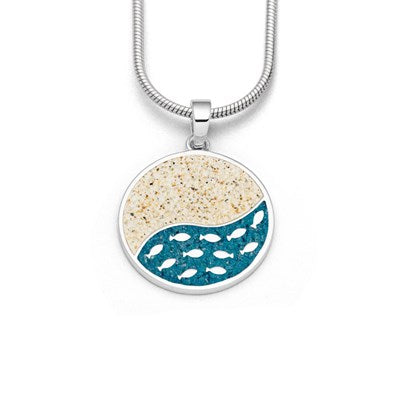 DUR Schmuck: Anhänger "Fischschwarm" Silber 925 rhodiniert mit Strand & Steinsand P3907