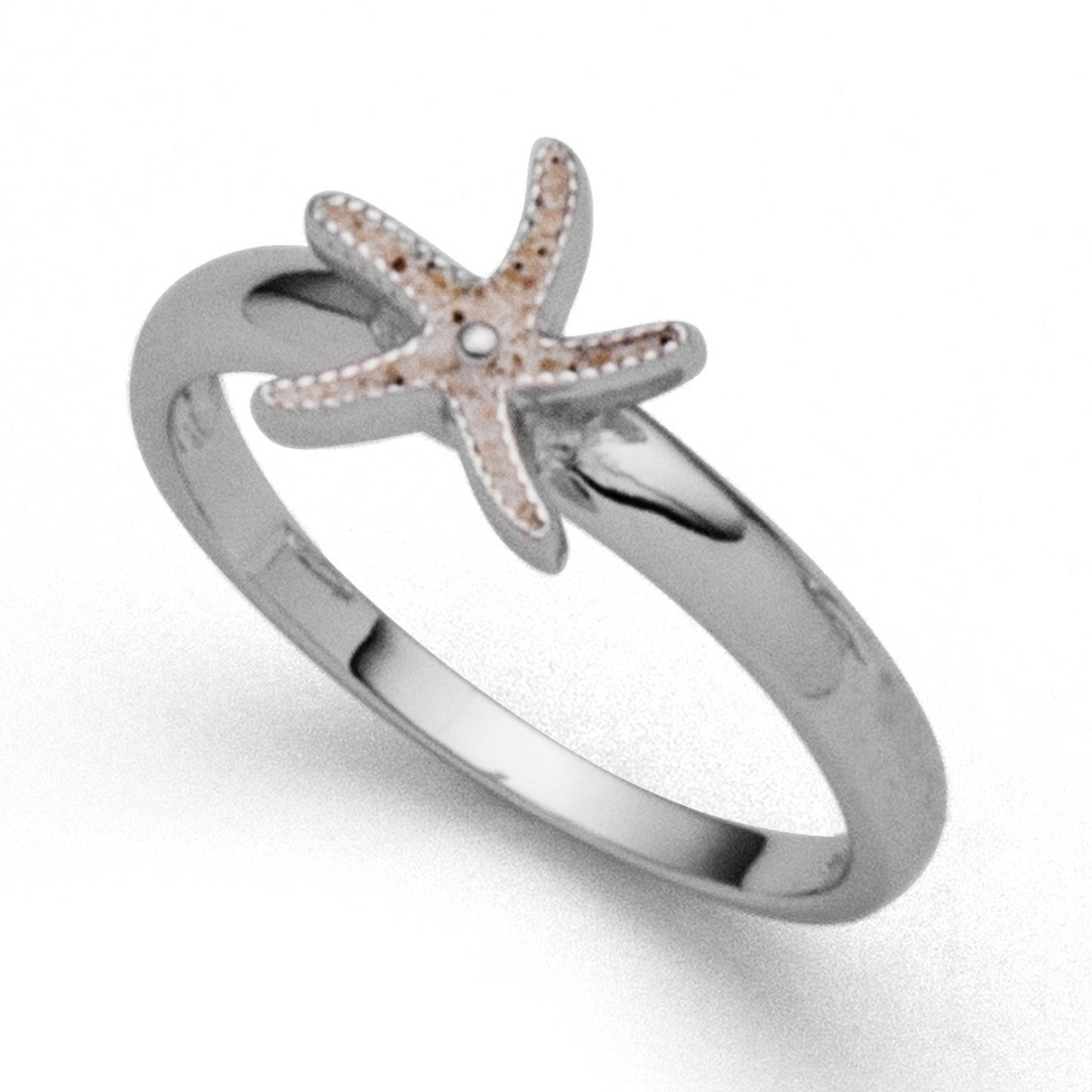 DUR Schmuck: Ring "Seestern Mini"  Silber 925 rhodiniert mit Strandsand R5426