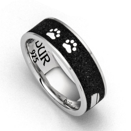 DUR Schmuck: Ring "Lucky Dog 2.0" Silber 925 rhodiniert mit Lavasand R5595