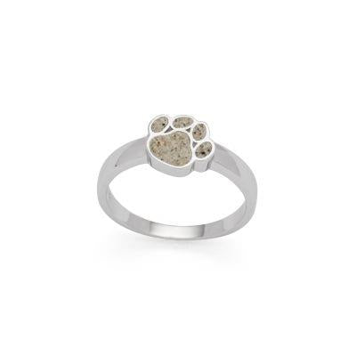 DUR Schmuck: Ring "Pfote" Silber 925 rhodiniert mit Strandsand R5609