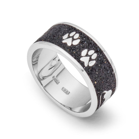 DUR Schmuck: Ring "Sandkatze" Silber 925 rhodiniert mit Lavasand R4689