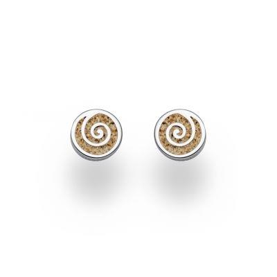 DUR Schmuck: Ohrstecker ''Sandspirale 2.0''  Silber 925 rhodiniert mit Strandsand O5214